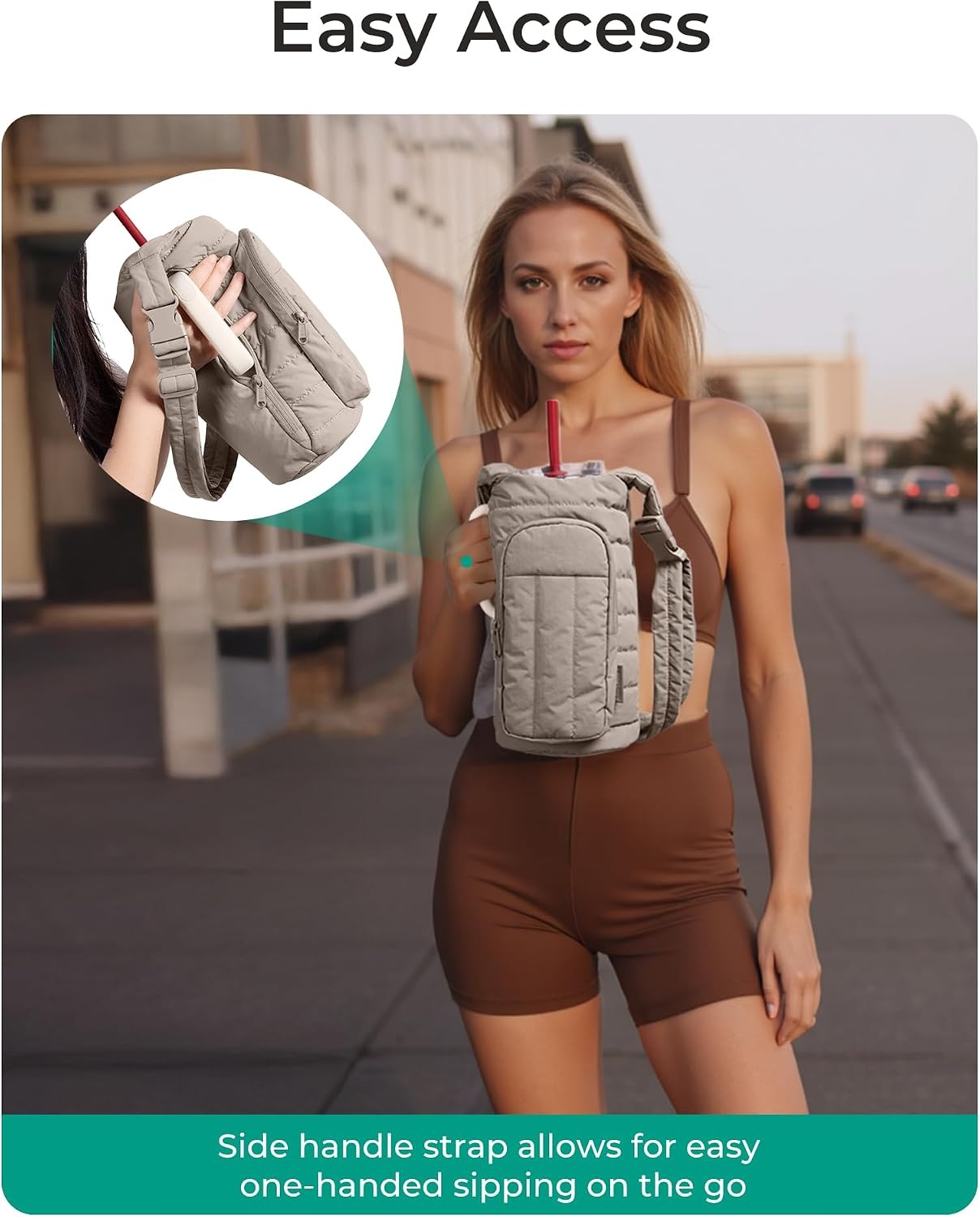 image:imageBAGSMART Magnetic 40oz Water Bottle Holder with Strap Crossbody Purse Gym Accessories for WomenDark Pink