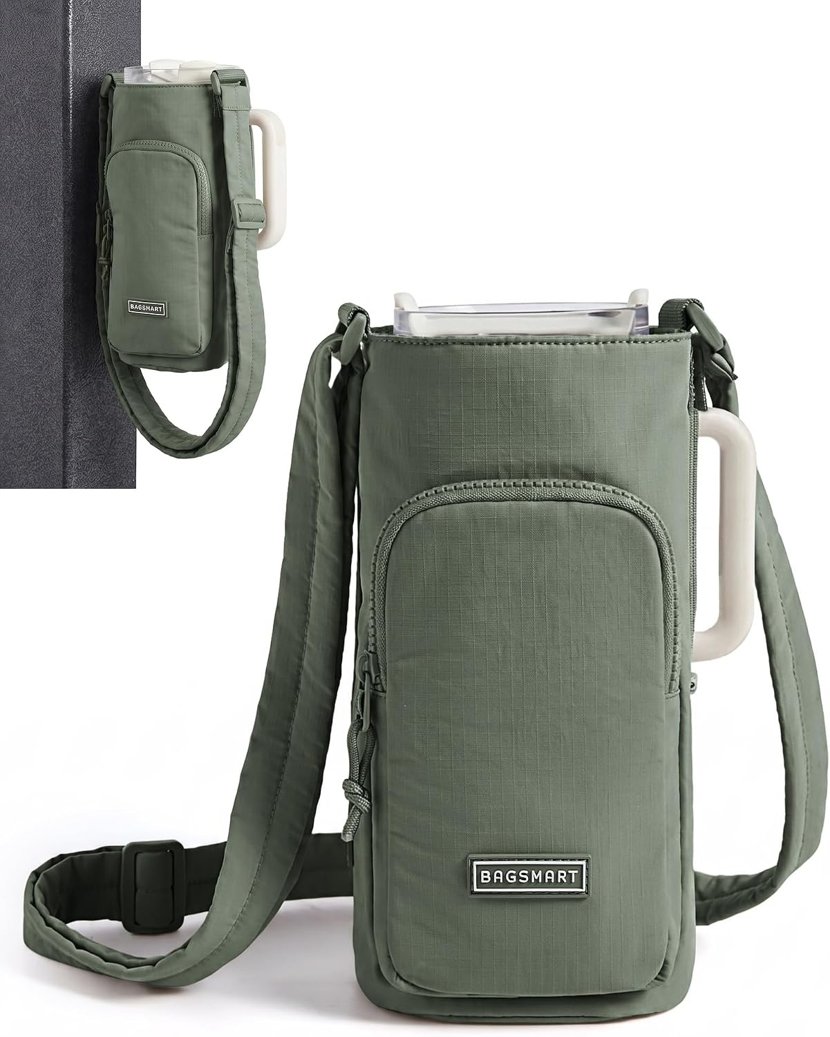 image:imageBAGSMART Magnetic 40oz Water Bottle Holder with Strap Crossbody Purse Gym Accessories for WomenSage