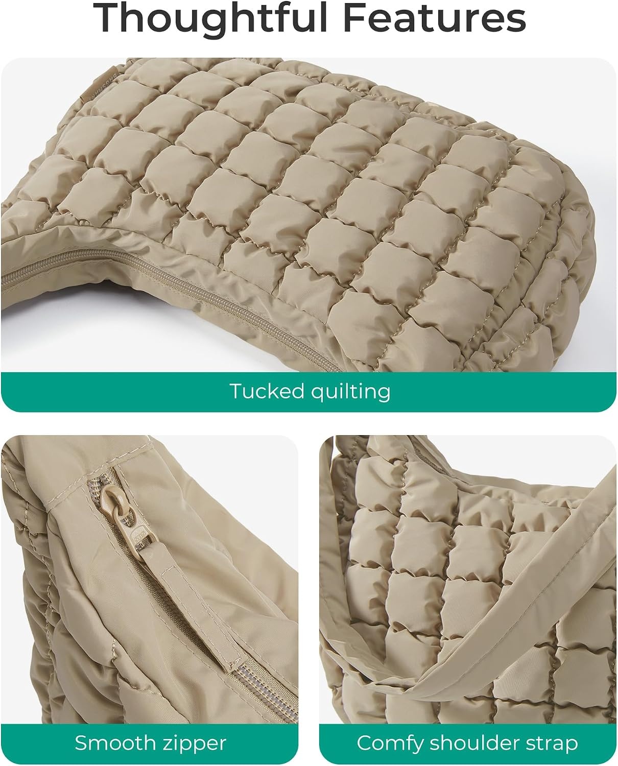 image:imageBAGSMART Quilted Crossbody Bags for Women Travel Purses Hobo Shoulder BagDusty Rose