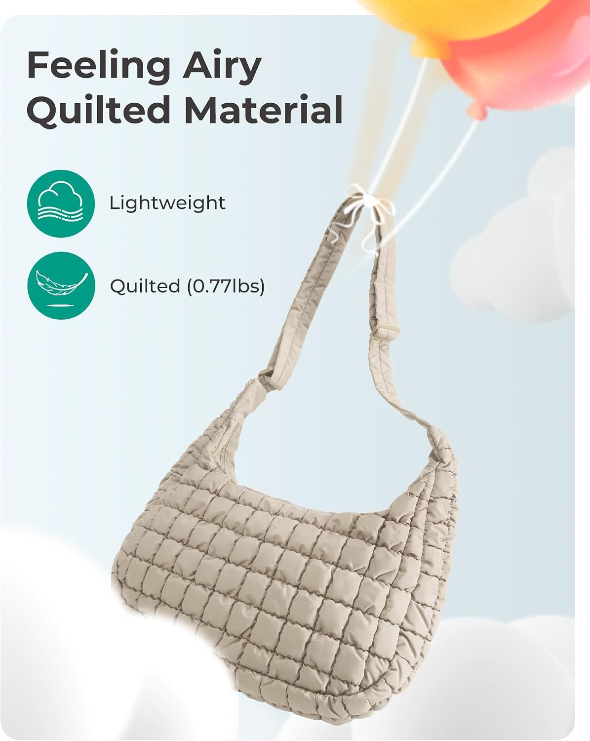image:imageBAGSMART Quilted Crossbody Bags for Women Travel Purses Hobo Shoulder BagEarth Tone Camel