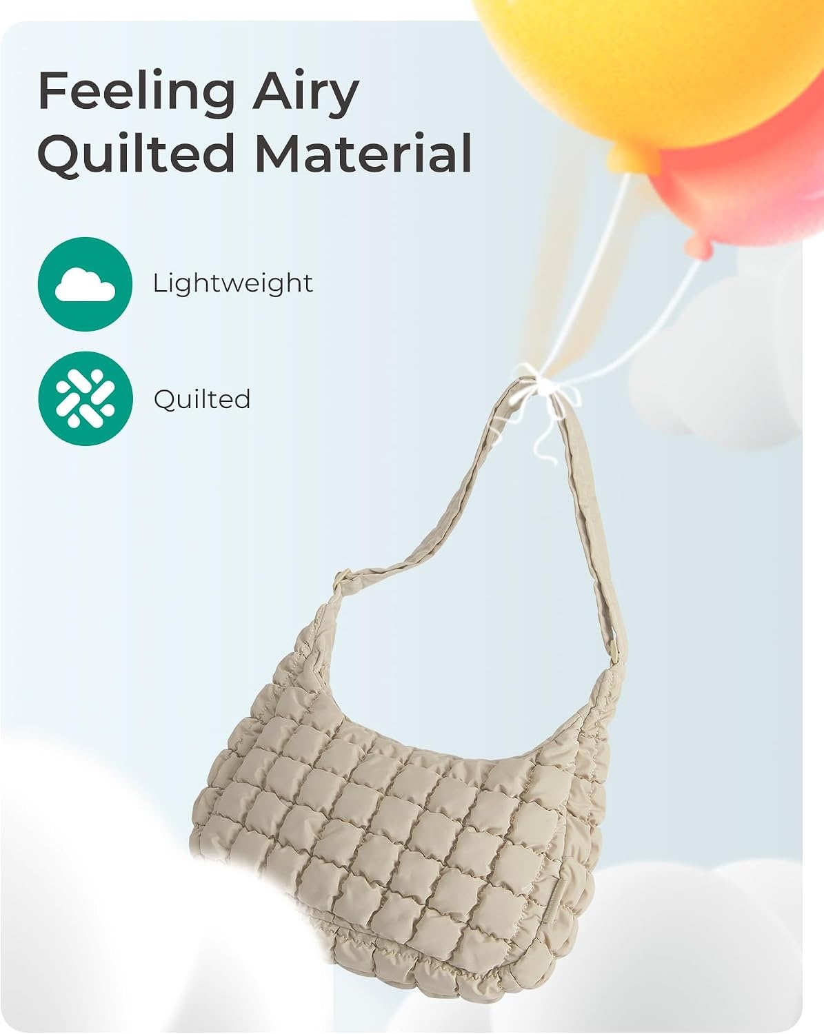 image:imageBAGSMART Quilted Crossbody Bags for Women Travel Purses Hobo Shoulder BagIced Lavender