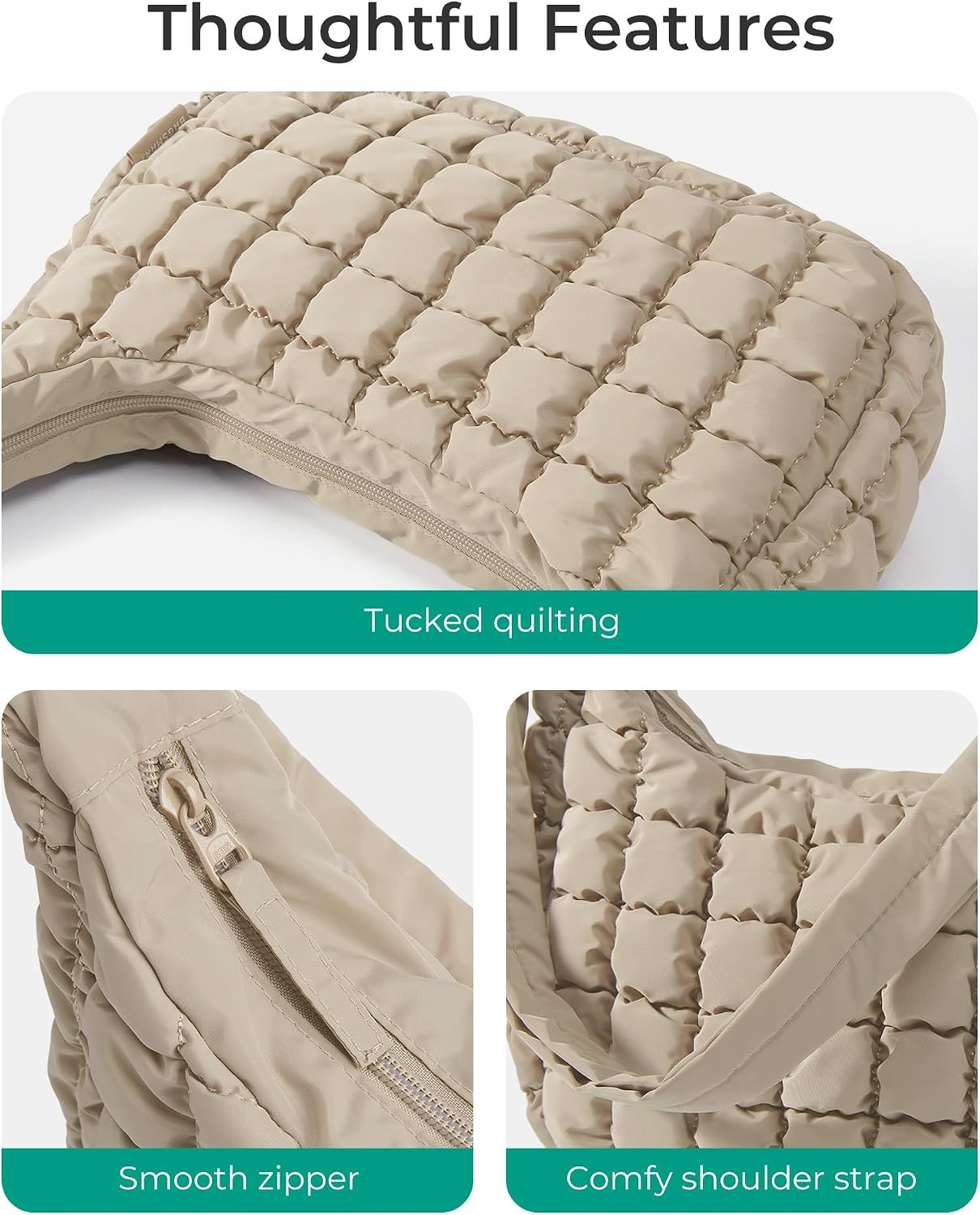 image:imageBAGSMART Quilted Crossbody Bags for Women Travel Purses Hobo Shoulder BagIced Lavender
