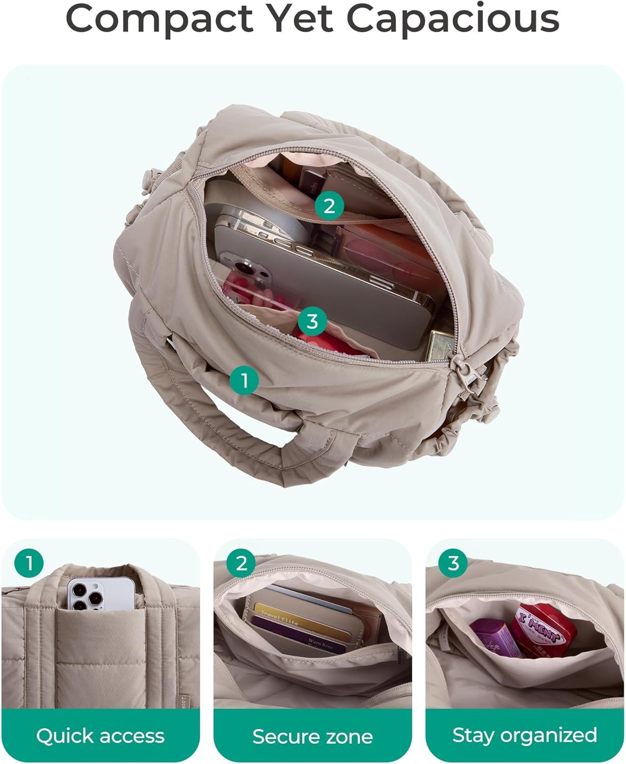 image:imageBAGSMART Reiki Gym Bag for Women Puffy Yoga Mat Travel Weekender Duffle BagBaby Pink