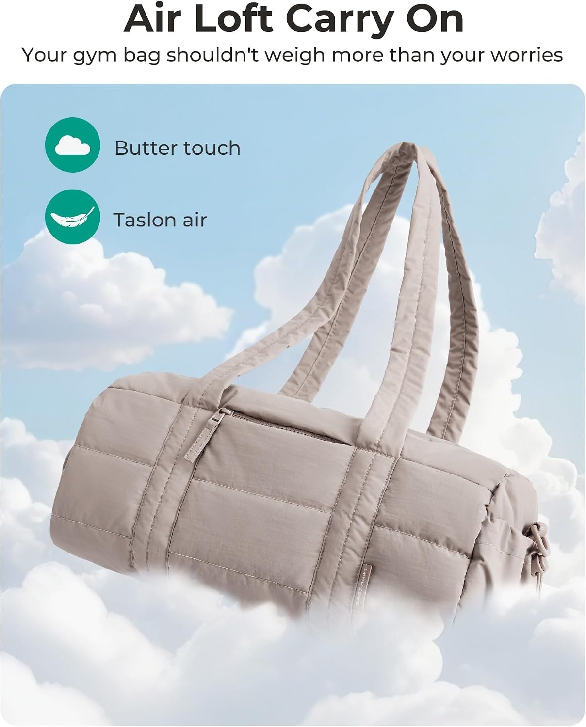 image:imageBAGSMART Reiki Gym Bag for Women Puffy Yoga Mat Travel Weekender Duffle BagSand Brown