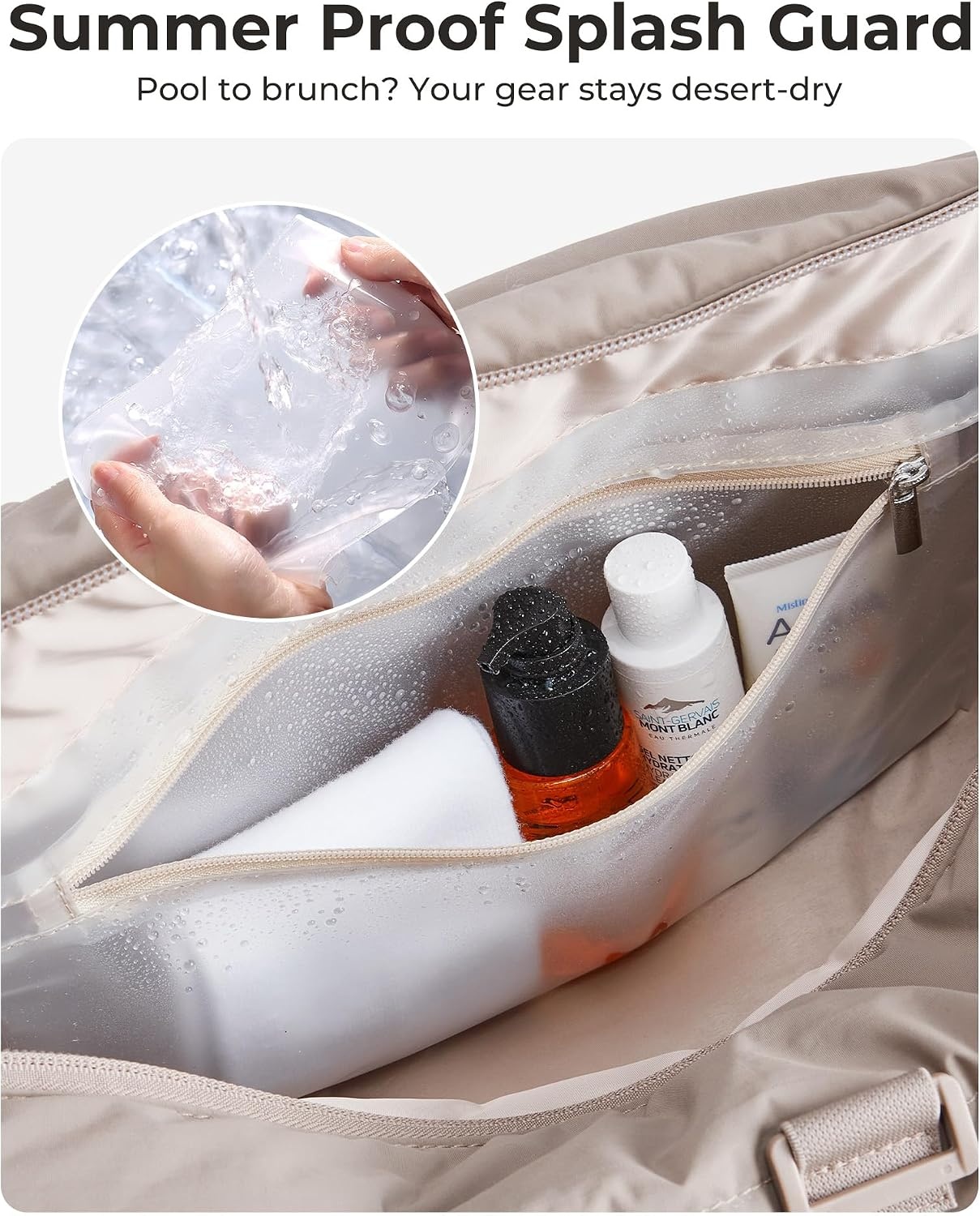 image:imageBAGSMART Reiki Gym Bag for Women Puffy Yoga Mat Travel Weekender Duffle BagSand Brown