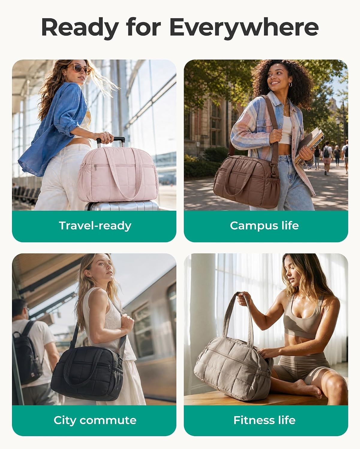image:imageBAGSMART Small Gym Bag for Women 2 Set Travel Duffel Bags BlackPink