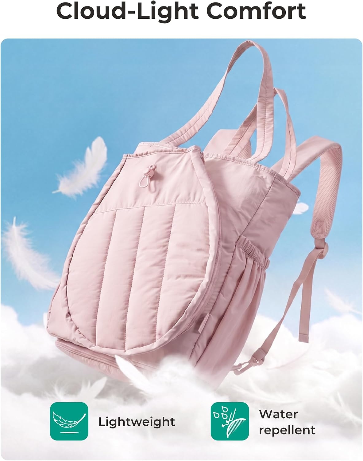 image:imageBAGSMART Tennis Gym Bag for Women Quilted Pickleball 156 Laptop BackpackBaby Pink