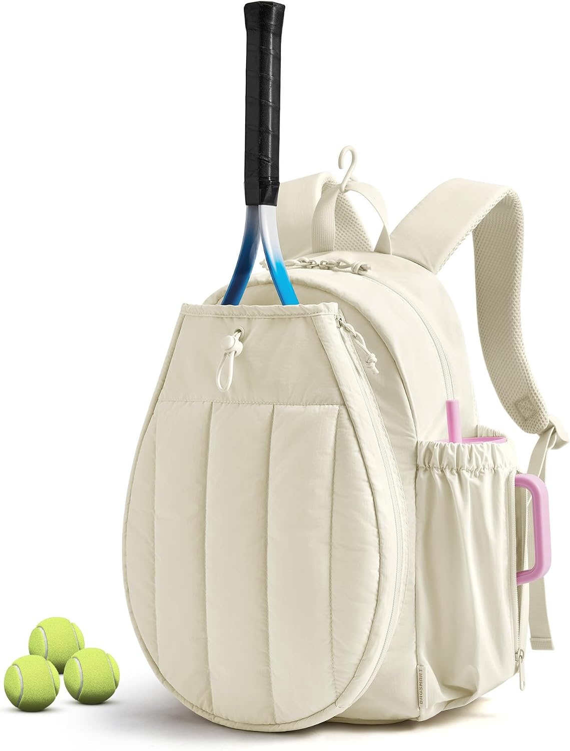 image:imageBAGSMART Tennis Gym Bag for Women Quilted Pickleball 156 Laptop BackpackBeige