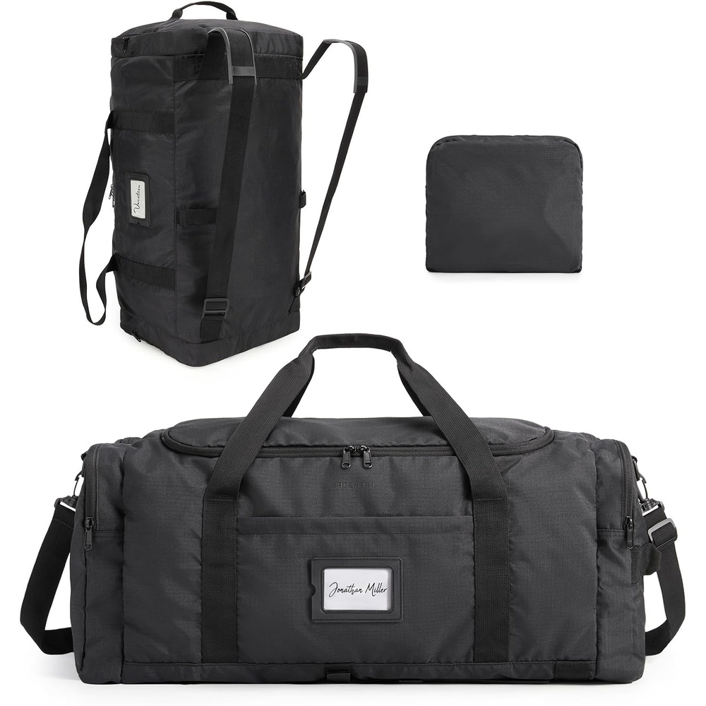 image:imageBAGSAMRT 60L Foldable Duffle Bag for Travel Large Travel Duffel Bag for Men 4 in 1 Travel Backpack Carry on Weekender Bag Light BrownBlack