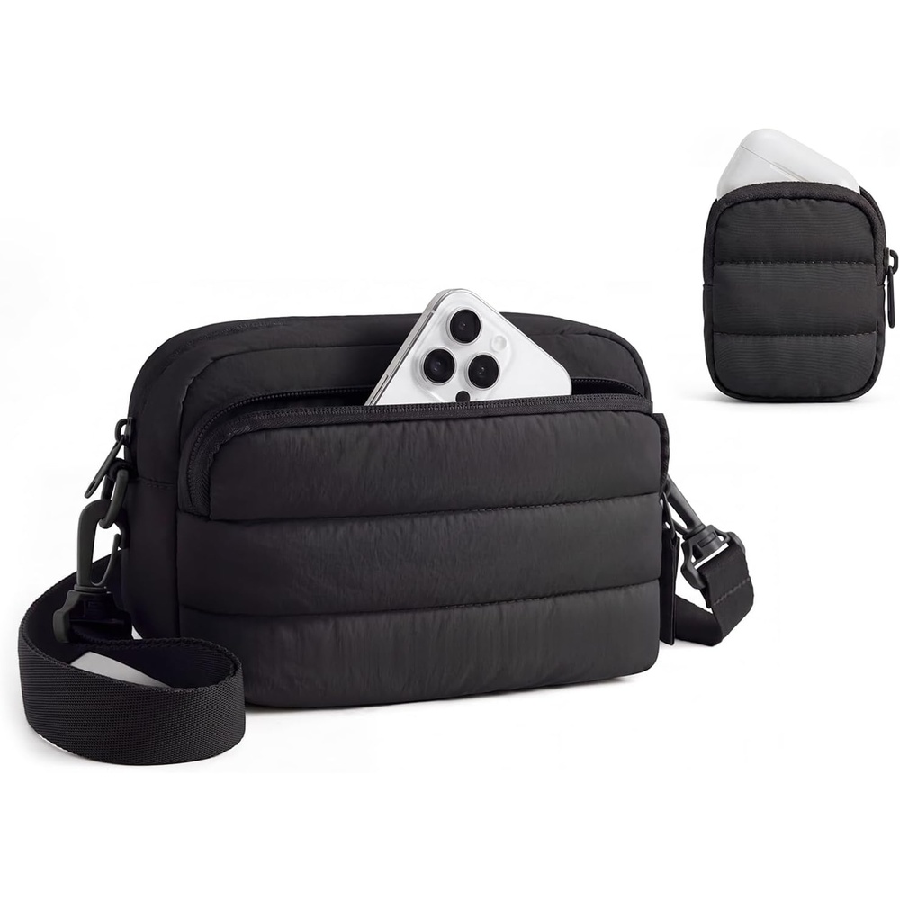 image:imageBAGSMART Crossbody Bags for Women Mini Travel Purses Puffy Hobo Handbag01jet Black