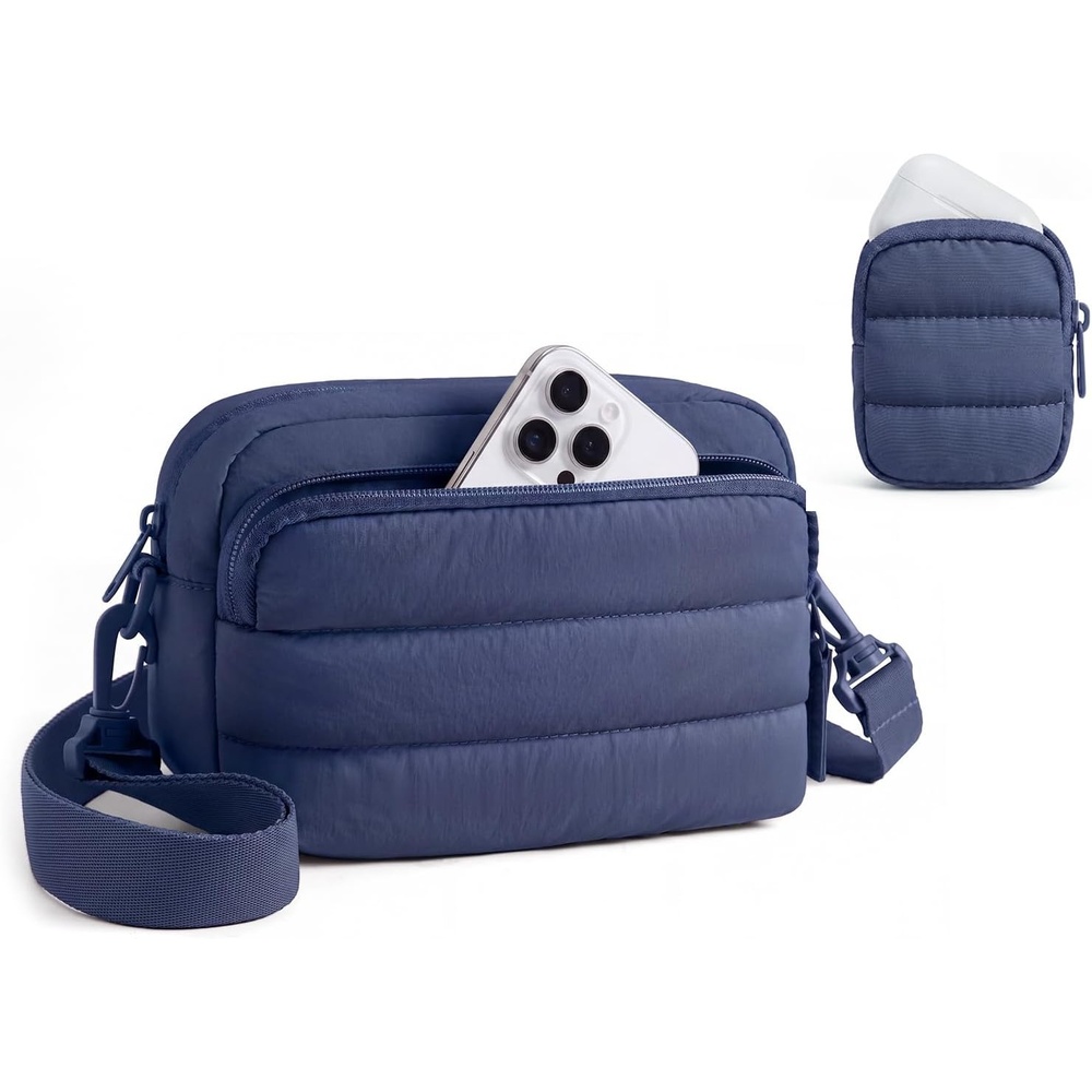 image:imageBAGSMART Crossbody Bags for Women Mini Travel Purses Puffy Hobo HandbagNavy Blue