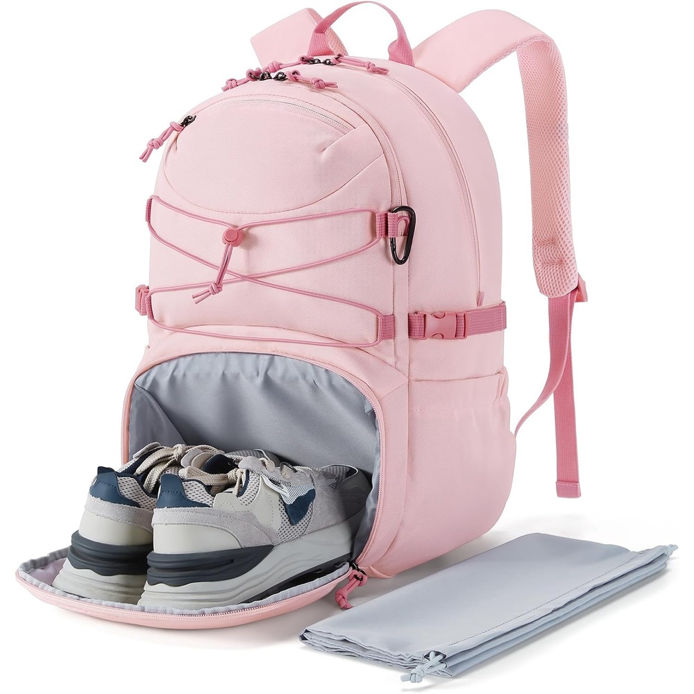 image:imageBAGSMART Gym Backpack with Shoes Compartment Travel Backpack for Men Women Stylish Workout Sport Bag for Yoga Casual Weekender Carry On for Flight College Outdoor Black02pink