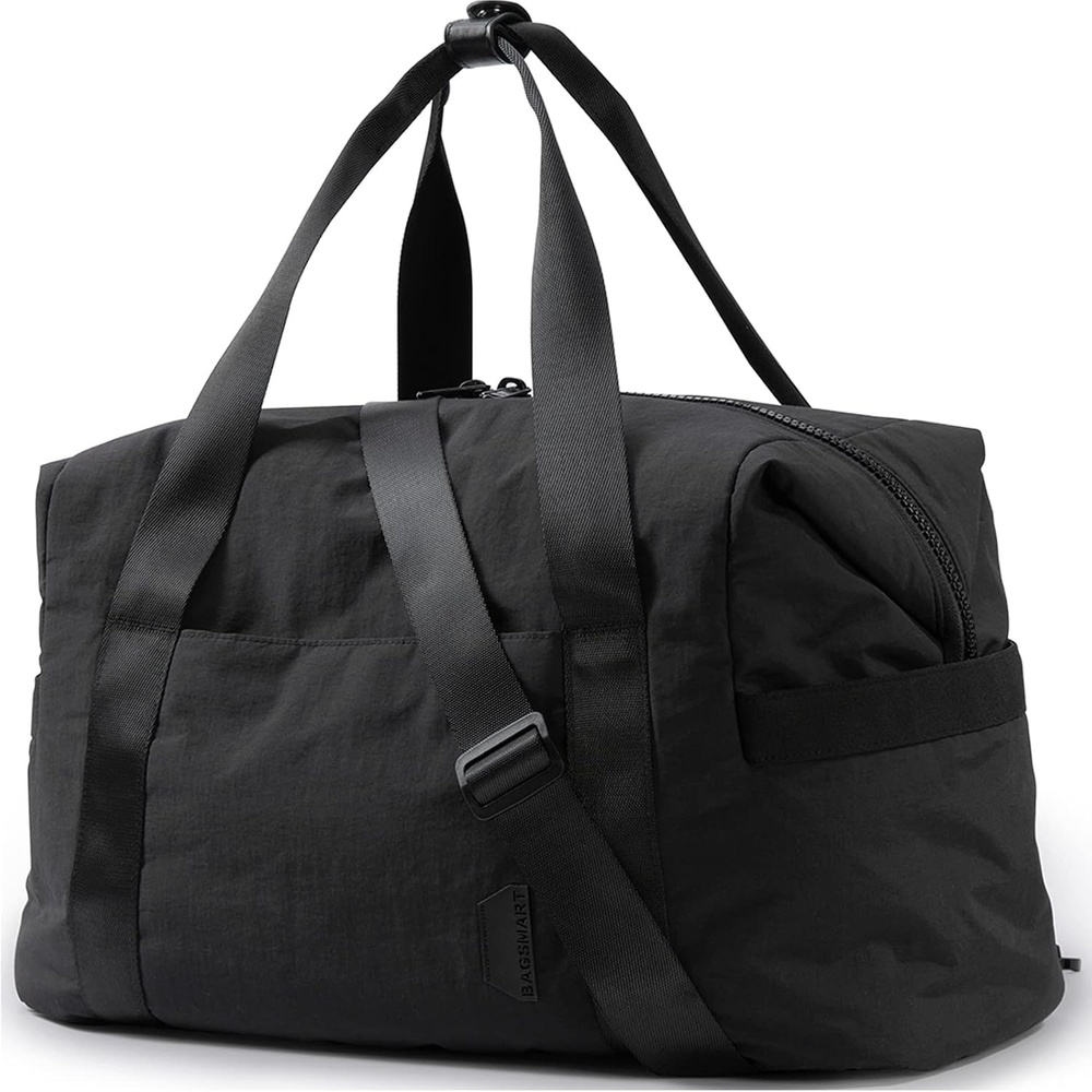 image:imageBAGSMART Gym Bag for Women Carry on Weekender Overnight Bag Travel Duffel Bags with Trolley Sleeve Personal Item Travel Bag Tote Bag Workout Dance BagBlackMediumBlack