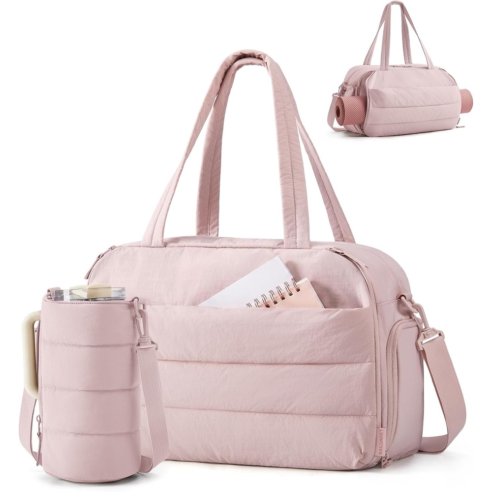 image:imageBAGSMART Gym Bag for Women Lightweight Duffel with Shoe Compartment Tote Bag with Wet Pocket for Yoga Travel PinkBlush