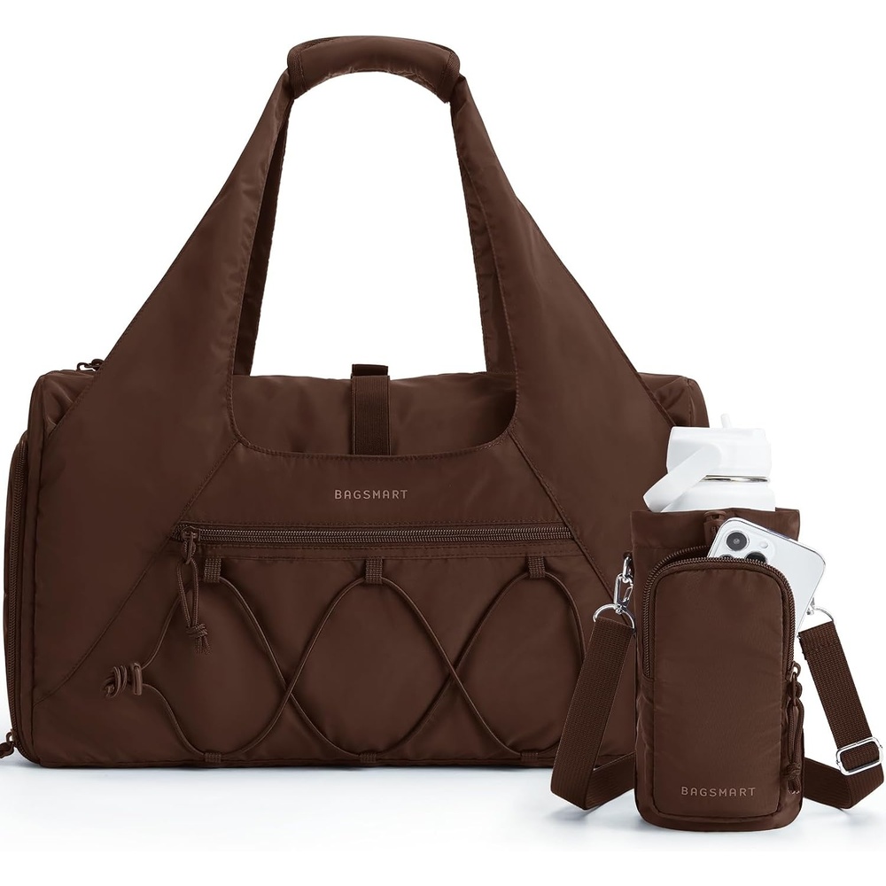 image:imageBAGSMART Gym Bag for Women Lightweight Duffel with Shoe Compartment Tote Bag with Wet Pocket for Yoga Travel PinkChocolate
