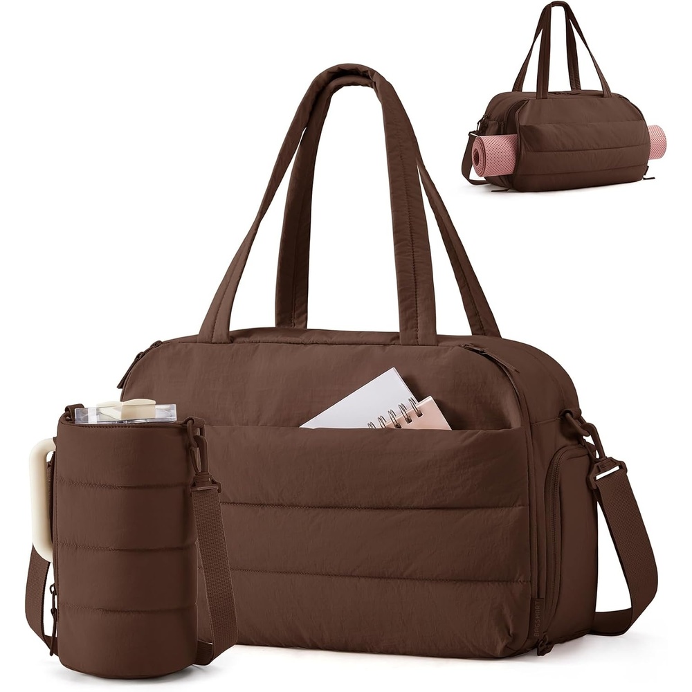 image:imageBAGSMART Gym Bag for Women Lightweight Duffel with Shoe Compartment Tote Bag with Wet Pocket for Yoga Travel PinkCoffee