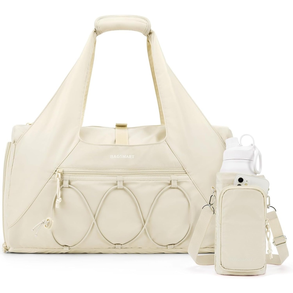 image:imageBAGSMART Gym Bag for Women Lightweight Duffel with Shoe Compartment Tote Bag with Wet Pocket for Yoga Travel PinkCream