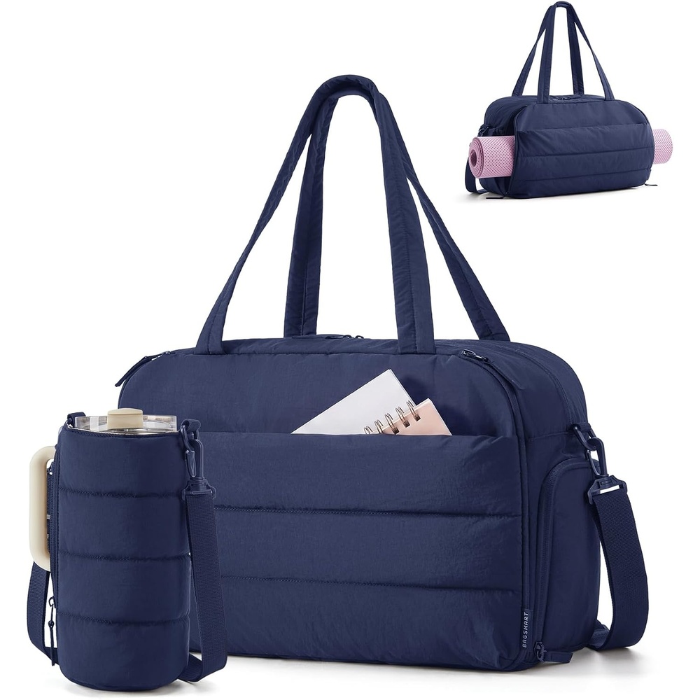 image:imageBAGSMART Gym Bag for Women Lightweight Duffel with Shoe Compartment Tote Bag with Wet Pocket for Yoga Travel PinkDeep Blue