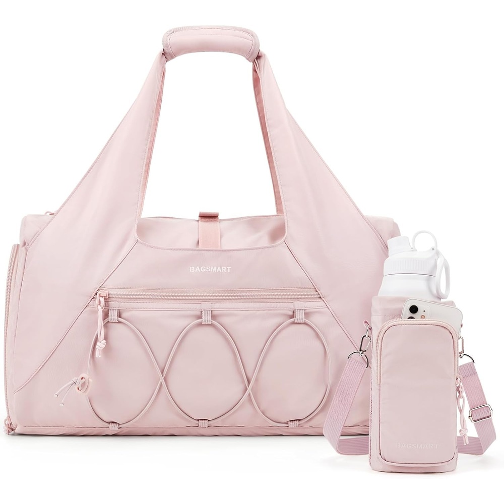 image:imageBAGSMART Gym Bag for Women Lightweight Duffel with Shoe Compartment Tote Bag with Wet Pocket for Yoga Travel PinkPink