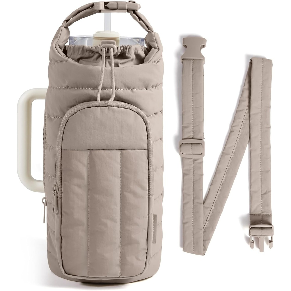 image:imageBAGSMART Magnetic 40oz Water Bottle Holder with Strap Crossbody Purse Gym Accessories for WomenBrown