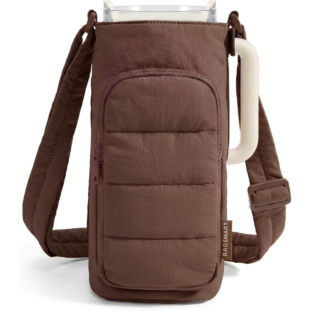 image:imageBAGSMART Magnetic 40oz Water Bottle Holder with Strap Crossbody Purse Gym Accessories for WomenChocolate