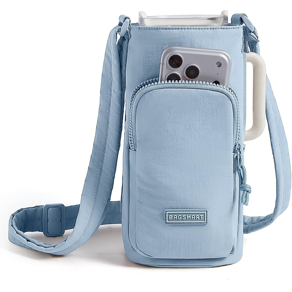 image:imageBAGSMART Magnetic 40oz Water Bottle Holder with Strap Crossbody Purse Gym Accessories for WomenFrench Blue