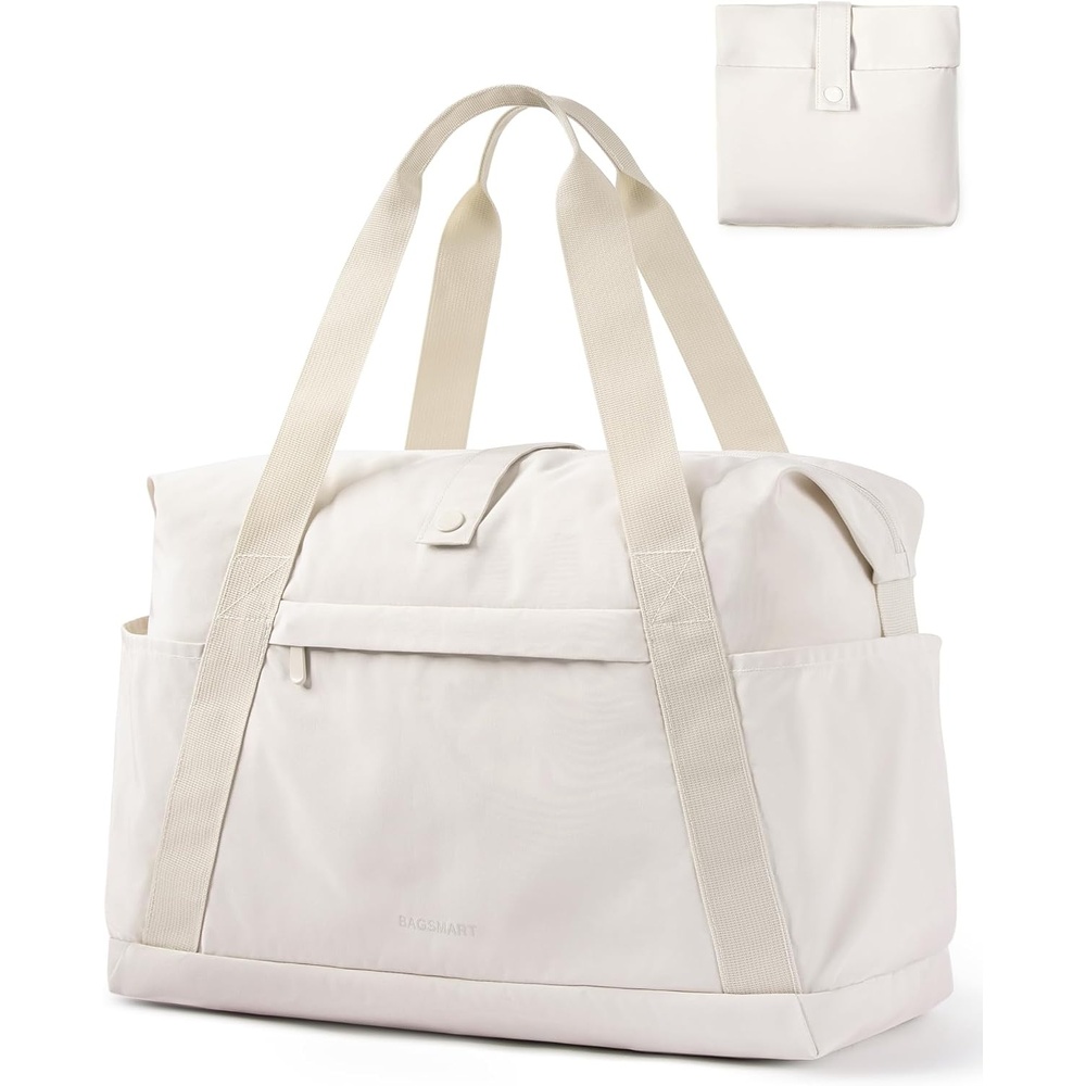 image:imageBAGSMART Personal Item Travel Bag For Spirit Airlines 23L Lightweight Gym Bag for Women Foldable Duffle Bag Weekender Overnight Bag for Travel GymBeige