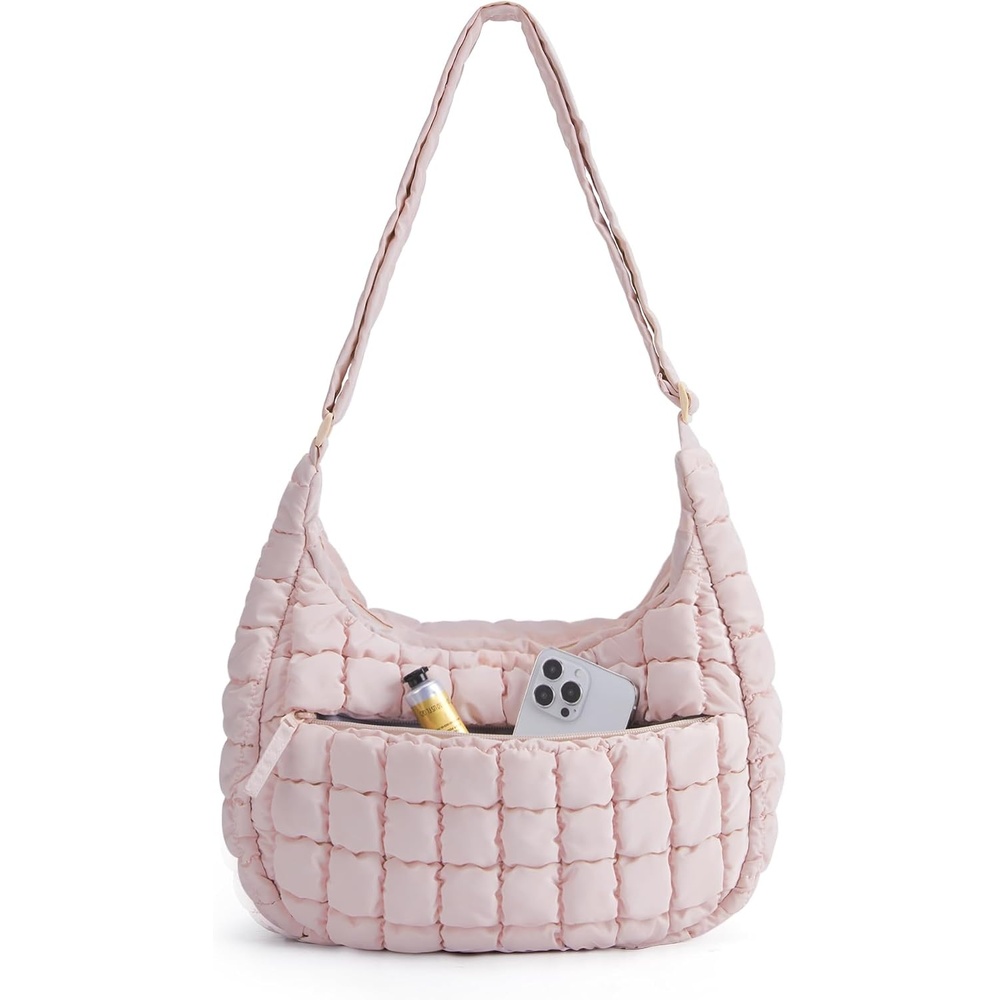 image:imageBAGSMART Quilted Crossbody Bags for Women Travel Purses Hobo Shoulder BagBlossom Pink