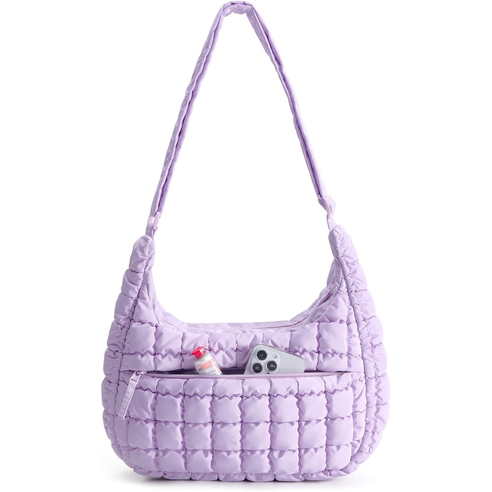 image:imageBAGSMART Quilted Crossbody Bags for Women Travel Purses Hobo Shoulder BagIced Lavender