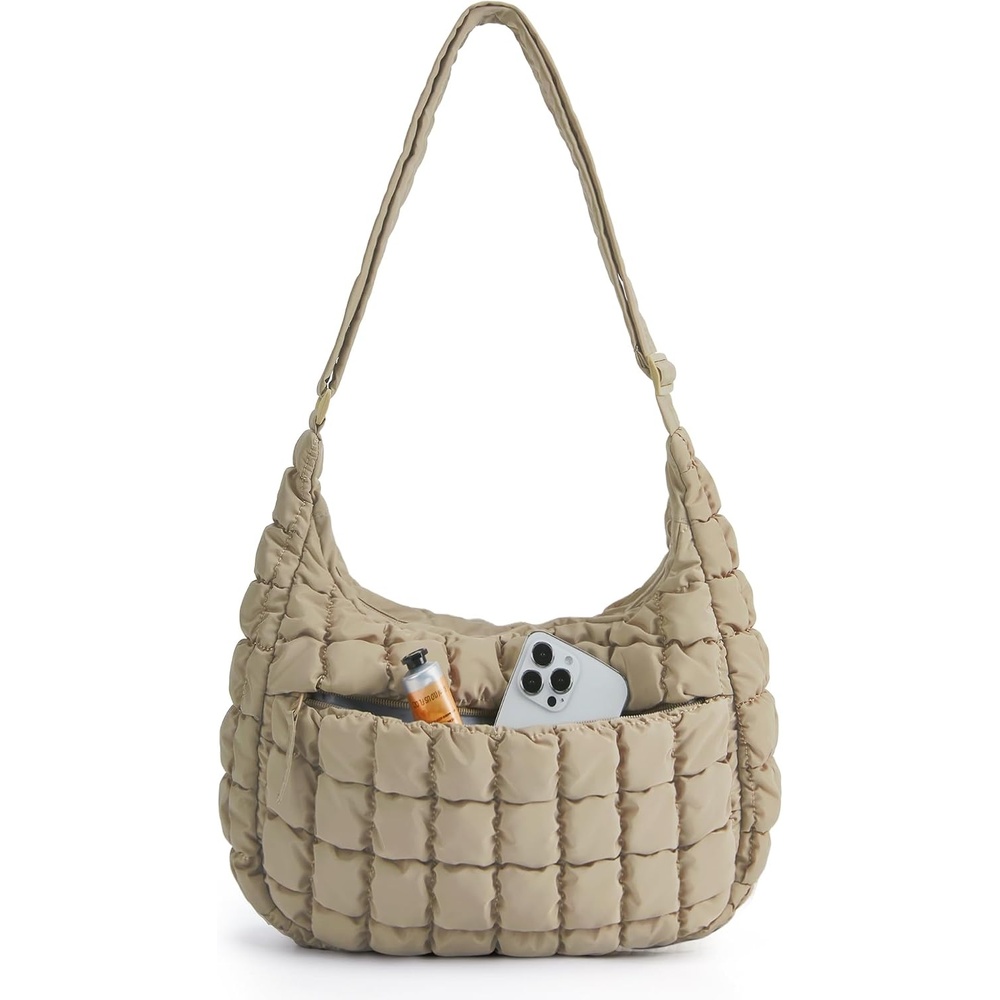 image:imageBAGSMART Quilted Crossbody Bags for Women Travel Purses Hobo Shoulder BagLatte Brown