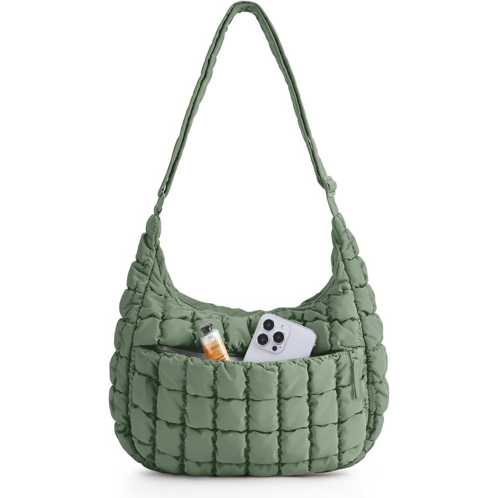 image:imageBAGSMART Quilted Crossbody Bags for Women Travel Purses Hobo Shoulder BagSmoke Green