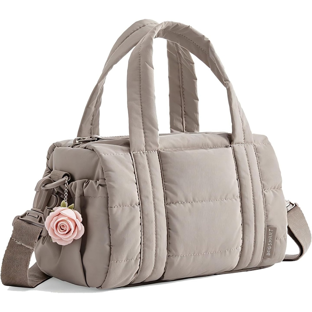 image:imageBAGSMART Reiki Gym Bag for Women Puffy Yoga Mat Travel Weekender Duffle BagLatte Brown