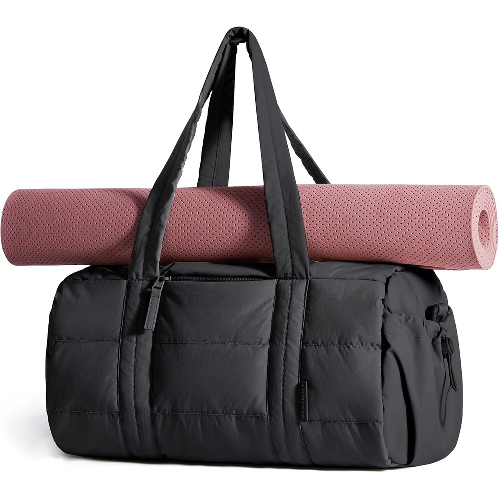 image:imageBAGSMART Reiki Gym Bag for Women Puffy Yoga Mat Travel Weekender Duffle BagMidnight Black