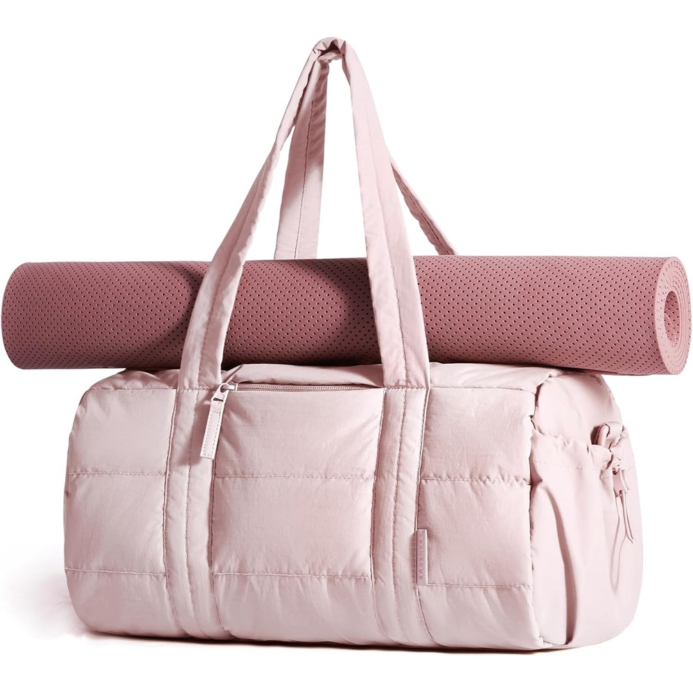 image:imageBAGSMART Reiki Gym Bag for Women Puffy Yoga Mat Travel Weekender Duffle BagPink