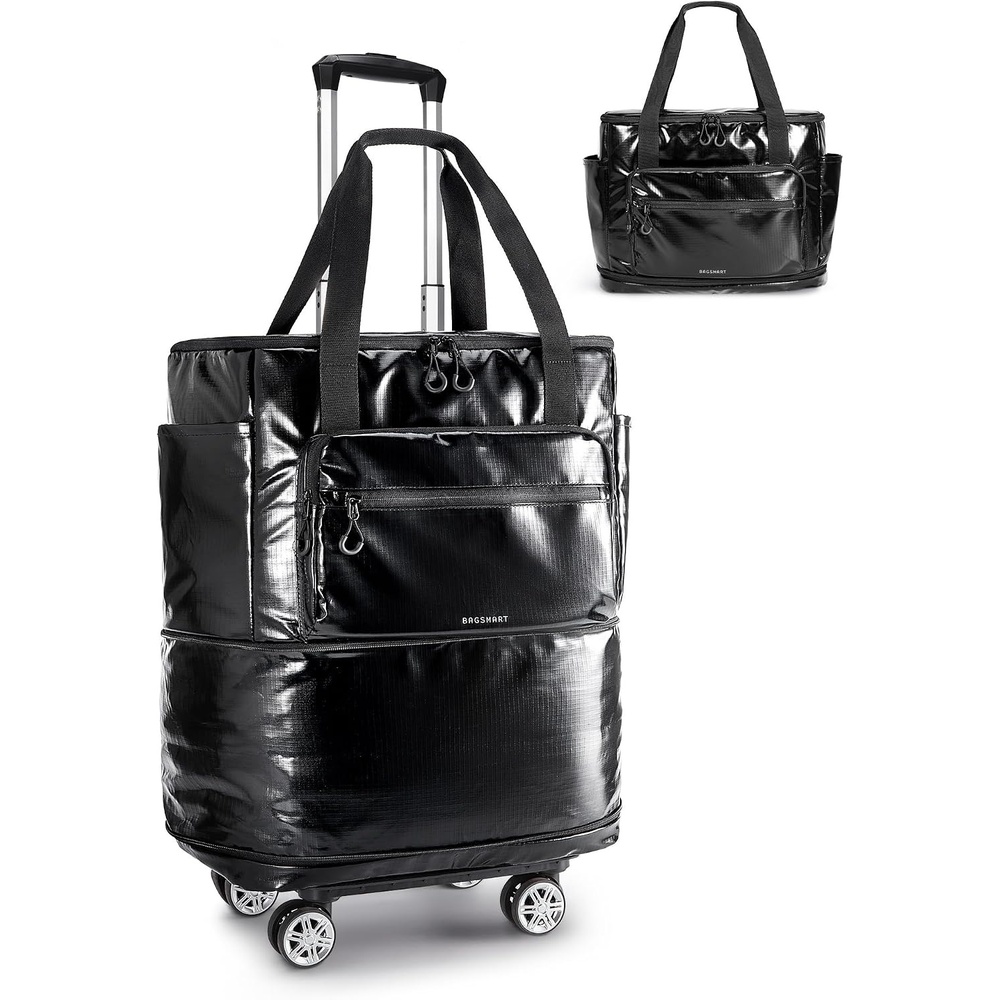 image:imageBAGSMART Rolling Duffle Bag with Wheels Travel Duffel Luggage Bag for Men Water Repellent Heavy Duty for Travel Camp Black Large 70LCharcoal