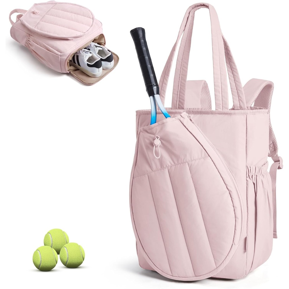 image:imageBAGSMART Tennis Gym Bag for Women Quilted Pickleball 156 Laptop BackpackBaby Pink