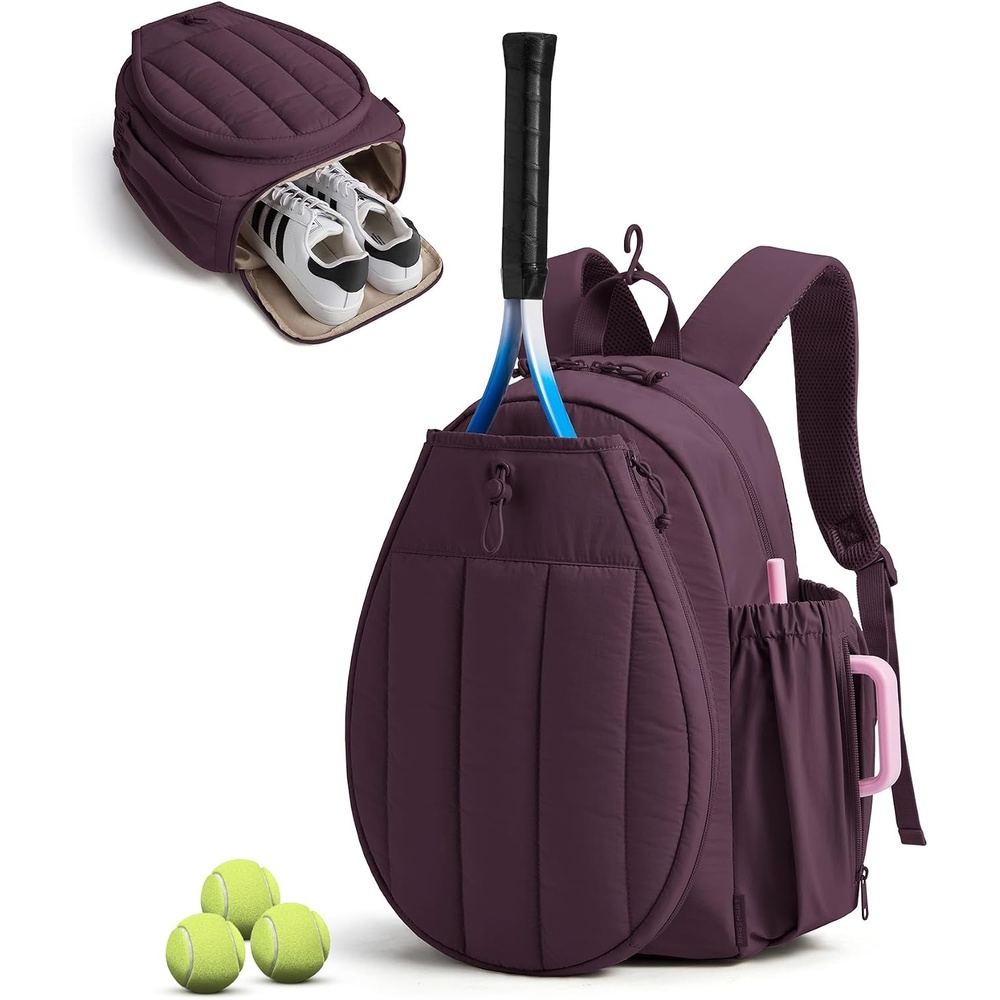 image:imageBAGSMART Tennis Gym Bag for Women Quilted Pickleball 156 Laptop BackpackBlackberry Purple