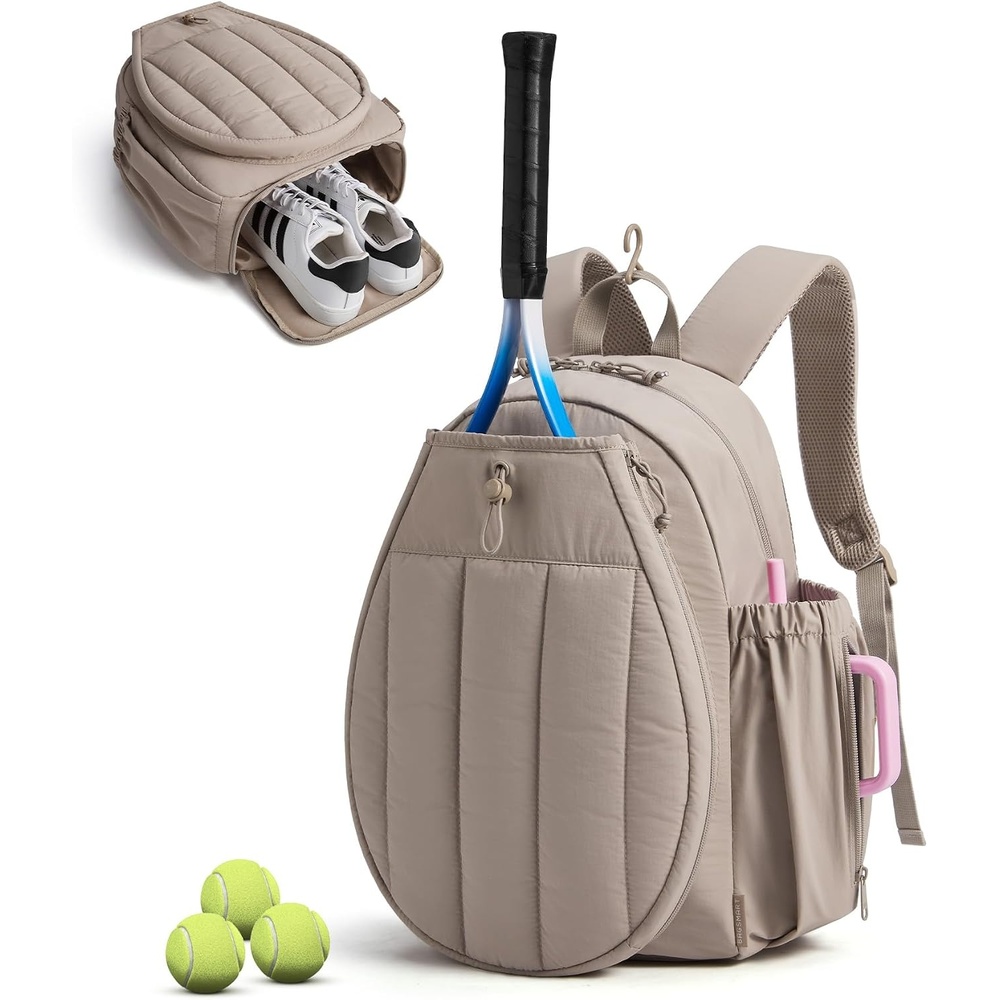 image:imageBAGSMART Tennis Gym Bag for Women Quilted Pickleball 156 Laptop BackpackSand Brown
