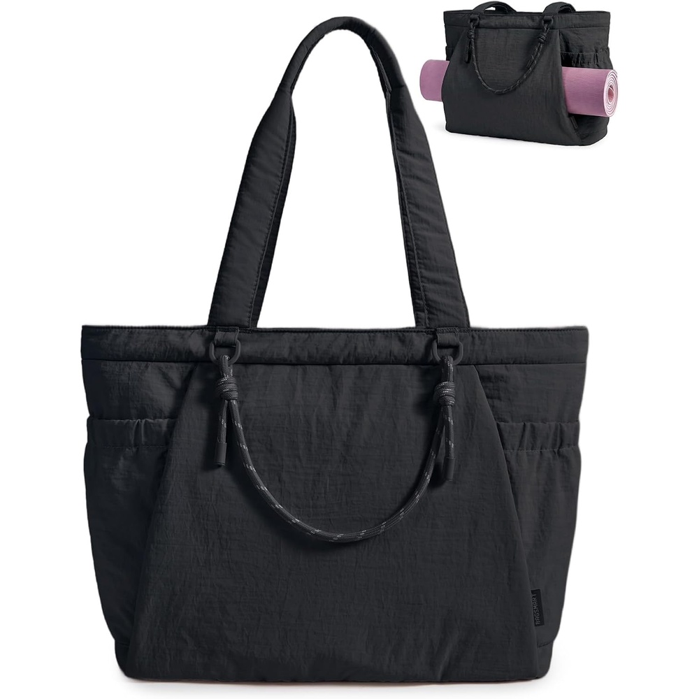 image:imageBAGSMART Yoga Pilates Tote Bag for Women with Knotted Handle Gym BagBlack