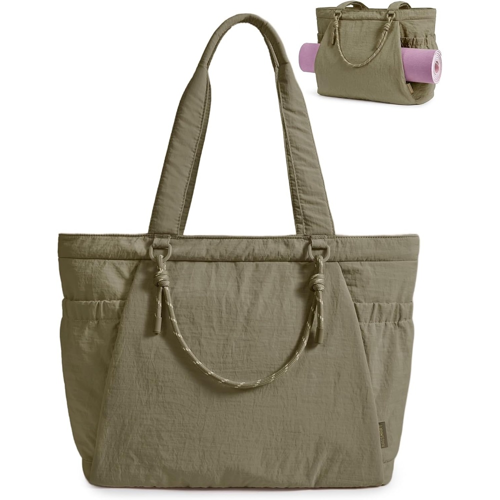 image:imageBAGSMART Yoga Pilates Tote Bag for Women with Knotted Handle Gym BagOlive Green