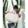 BAGSMART Gym Bag for Women, Carry on Weekender Overnight Bag, Travel Duffel Bags with Trolley Sleeve, Personal Item Travel Bag Tote Bag Workout Dance Bag(Black,Medium)(Light Beige)