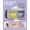 BAGSMART Gym Bag for Women Men, 36L Small Sports Bag With Shoe Bag, Lightweight Weekender Carry On Duffel Bag, Water Resistant Workout Duffel Bags for Traveling – Gray(Pink)