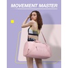 BAGSMART Gym Bag for Women Men, 36L Small Sports Bag With Shoe Bag, Lightweight Weekender Carry On Duffel Bag, Water Resistant Workout Duffel Bags for Traveling – Gray(Pink)