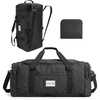 BAGSAMRT 60L Foldable Duffle Bag for Travel, Large Travel Duffel Bag for Men, 4 in 1 Travel Backpack, Carry on Weekender Bag, Light Brown(Black)