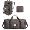 BAGSAMRT 60L Foldable Duffle Bag for Travel, Large Travel Duffel Bag for Men, 4 in 1 Travel Backpack, Carry on Weekender Bag, Light Brown(Dark Gray)