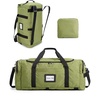 BAGSAMRT 60L Foldable Duffle Bag for Travel, Large Travel Duffel Bag for Men, 4 in 1 Travel Backpack, Carry on Weekender Bag, Light Brown(Green)
