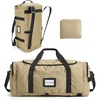 BAGSAMRT 60L Foldable Duffle Bag for Travel, Large Travel Duffel Bag for Men, 4 in 1 Travel Backpack, Carry on Weekender Bag, Light Brown(Light Brown)