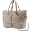 BAGSMART 48L Puffer Carry On Duffel Bag Travel Weekender Gym Bag for Women(Camel)