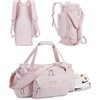 BAGSMART 4-IN-1 Gym Bag for Women Men, TSA Duffle Bag for Travel(A-Baby pink)
