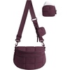 BAGSMART Crossbody Bags for Women, Puffer Cute Bum Bag with Pouch(Burgundy Bay)